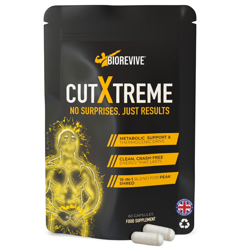 BioRevive Cut Xtreme – Vegan 780mg Capsules with L-Carnitine, Green Tea, B Vitamins & Caffeine for Energy, Focus & Wellness Support | Pre-Workout & Daily Performance Supplement 60 count (Pack of 1)