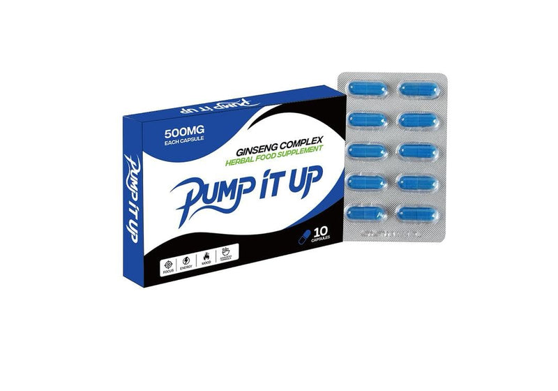 PUMP IT UP 500mg | Stronger | Longer | Harder | Performance | Extra Strength Enhancing Pills, Stamina Endurance Booster Supplement Pills for Men | 10 Ginseng LIBIDO Booster Capsules