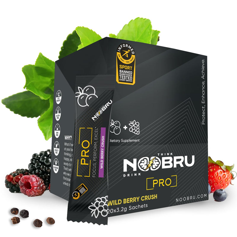 Noobru™ Pro - Brain & Nootropic Supplement for Cognitive Performance, Mental Clarity, and Focus - Precision-Formulated Drink with 17 Research-Backed Ingredients - 20 Servings