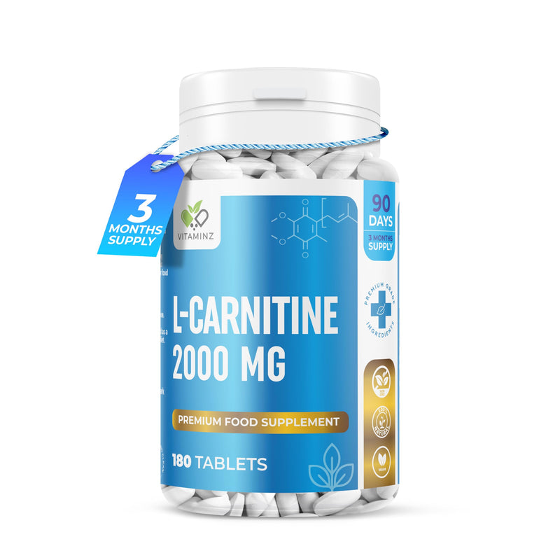 VITAMINZ L-Carnitine Complex 2000mg - 90 Days Supply - 180 Vegan Tablets 180 count (Pack of 1)