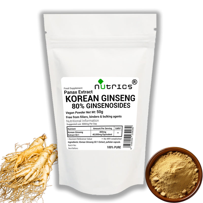 50g Korean Ginseng Extract Powder 80% Ginsensides 50:1 Strong Panax Root -100% Pure - Free from fillers Binders & Bulking Agents (50g) 1
