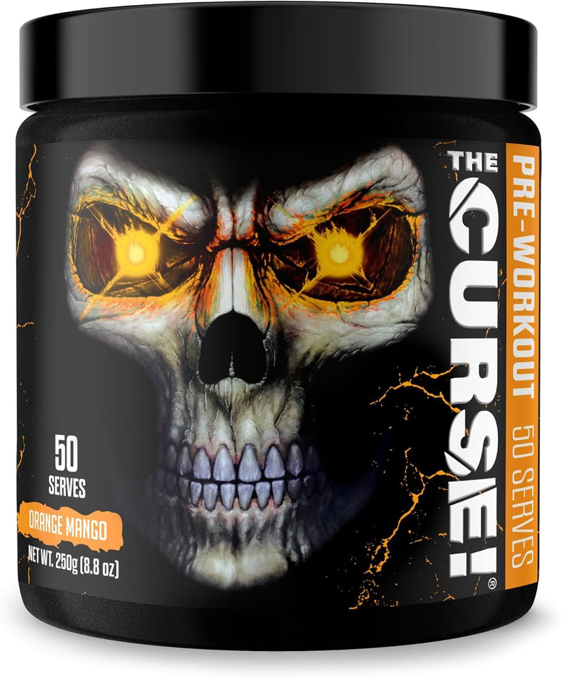 JNX The Curse! Pre Workout Powder - Orange Mango 50 Servings | Preworkout: Boost Strength, Energy + Focus for Men & Women | Caffeine, Beta-Alanine, Creatine & L-Citrulline (250 g, Orange Mango) 250 g