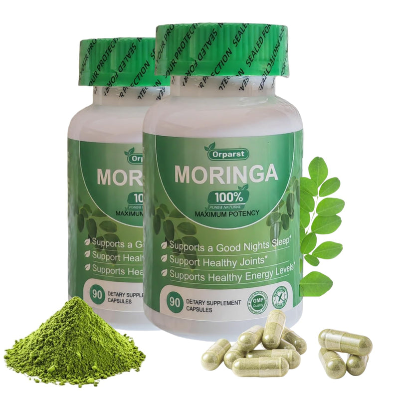 2 PCS Moringa Capsules,90 Capsules 800mg Non-GMO and Gluten Free,Moringa Powder Capsules Supplement Supports Energy, Joint & Immunity & Gut Health