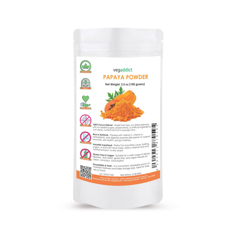 Papaya Fruit Powder – Natural Digestive Support – Raw, Non-GMO, No Additives – Smoothie & Baking Ingredient (3.5 oz (100g)) 3.5 oz (100g)