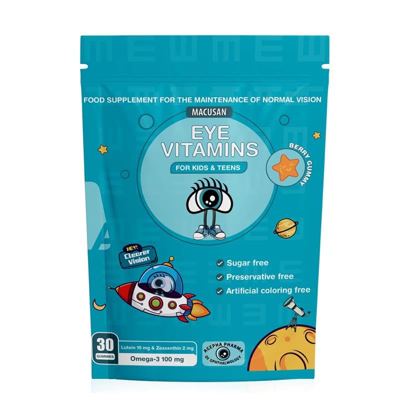 Macusan® Eye Health Gummies for Kids & Teens – Vision Support & Blue Light Protection with Omega-3, Lutein & Essential Vitamins – Sugar-Free, Berry Flavor – 30 Gummies