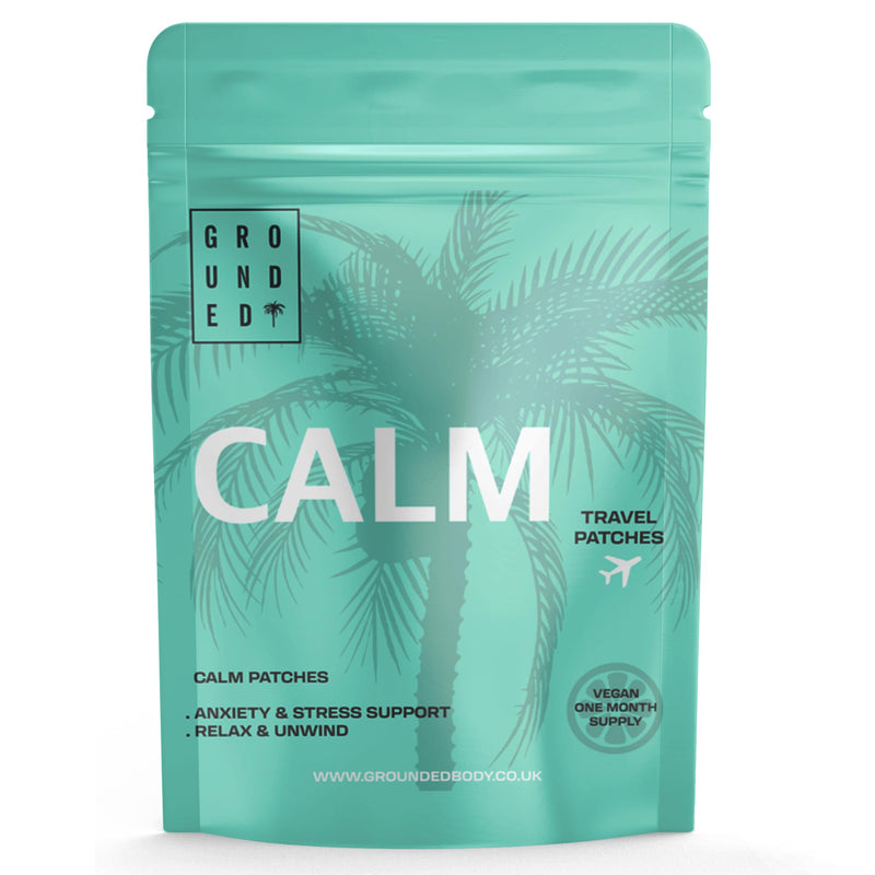Grounded Calm Travel Patches | 11 Premium Ingredients | Relax, Unwind, De-Stress | Perfect for Flying | Plant Based Calming Formula | x30 Vegan Friendly Patches | UK Made