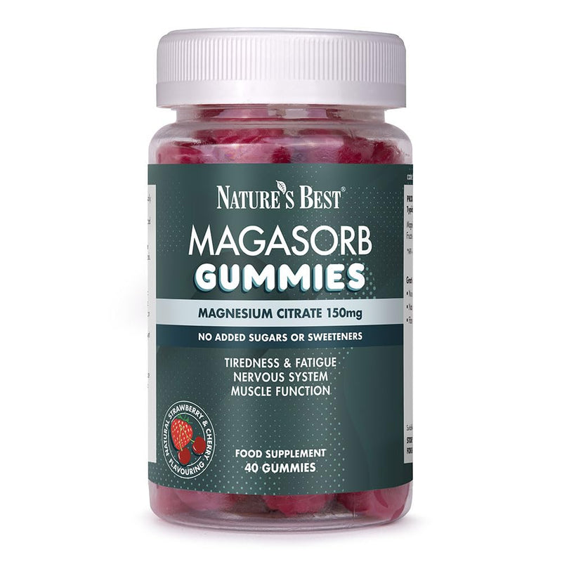 Nature’s Best Magasorb Magnesium Citrate Gummies - for the Reduction of Tiredness & Fatigue - Muscle & Bone Support - Strawberry & Cherry Flavour - 40 Gummies (40 Day Supply)