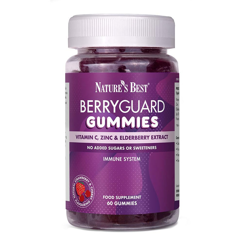 Nature’s Best Berryguard Immunity Gummies - with Vitamin C & Zinc for Immune System Support - UK Made - Strawberry & Cherry, 60 Gummies (60 Day Supply) 60 count (Pack of 1)