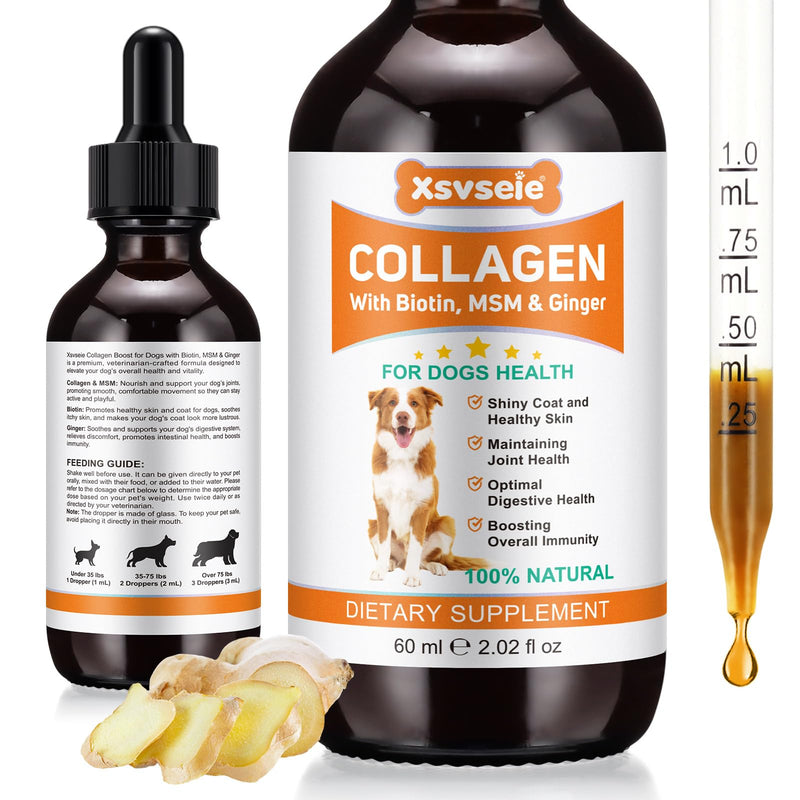 Liquid Collagen for Dogs Added Natural Pet Probiotics, Enhance Joint Support and Mobility, Collagen for Dogs Relieve Pet Skin Allergies, Itching, Supports Joint, Skin & Coat Health, All Breeds & Ages