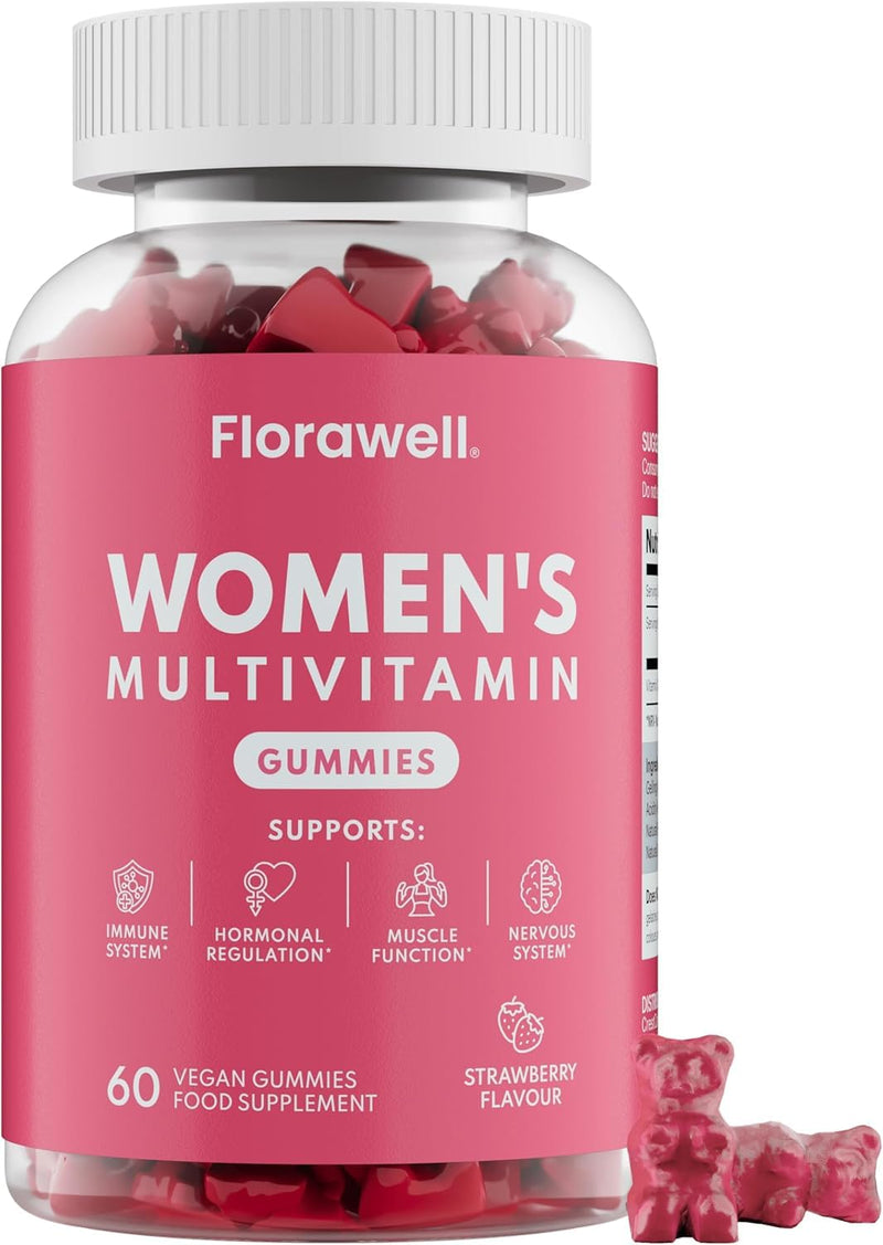 Multivitamin Gummies for Women - 16 Key Vitamins & Minerals for Immune Support & Hormonal Regulation* - 2 Months Supply - Natural Strawberry Flavour - Vitamin Gummies for Adults