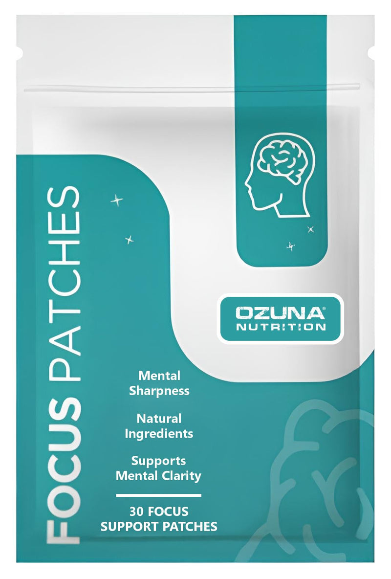 Focus Patches | Concentration & Clarity | with B Vitamins, L-Carnitine, Lions Mane, Magnesium, Ginseng, L-Theanine | 8 Hour Support | Vegan & Waterproof | 30 Patches