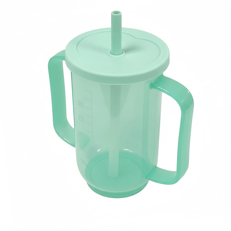 1 Pack 350ML Smoothie Cup, Non-Spill Drinking Cup with Lid and Straw, Free Flow Sippy Cup for Adults & Elderly, Leak-Proof Care Cup for Bedridden Patients (Modern Design)