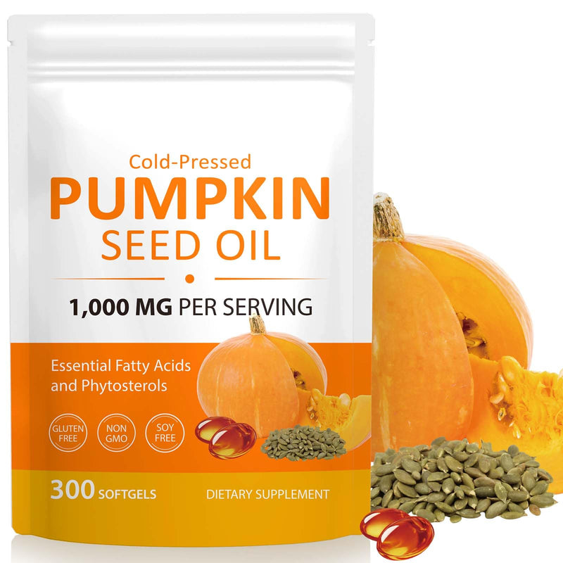 Pumpkin Seed Oil Capsules-Pumpkin Seed Oil for Hair Growth | Cold Pressed Essential Fatty Acids & Phytosterols | Supports Hair, Urinary,Bladder & Prostate Health (1PACK) 1 Pack