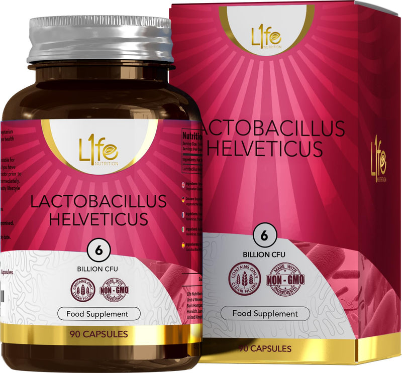 LN Lactobacillus Helveticus | High Strength 90 Probiotics Supplements - 6 Billion CFU per Capsule | L-Helveticus Capsules | Non-GMO, Gluten & Allergen Free | Made in the UK