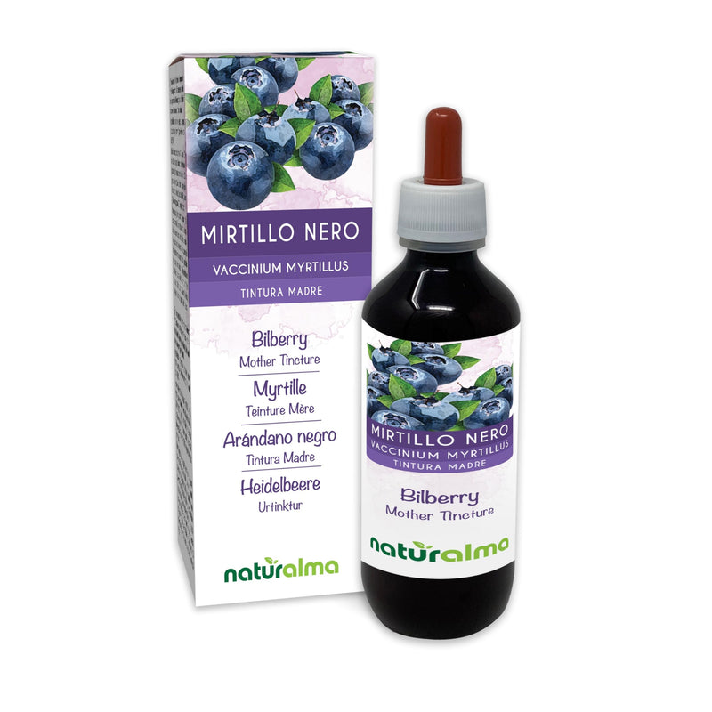 Bilberry or European Blueberry (Vaccinium myrtillus) Fruits Alcohol-Free Mother Tincture Naturalma - Liquid Extract Drops 200 ml - Food Supplement - Vegan 200 ml (Pack of 1)