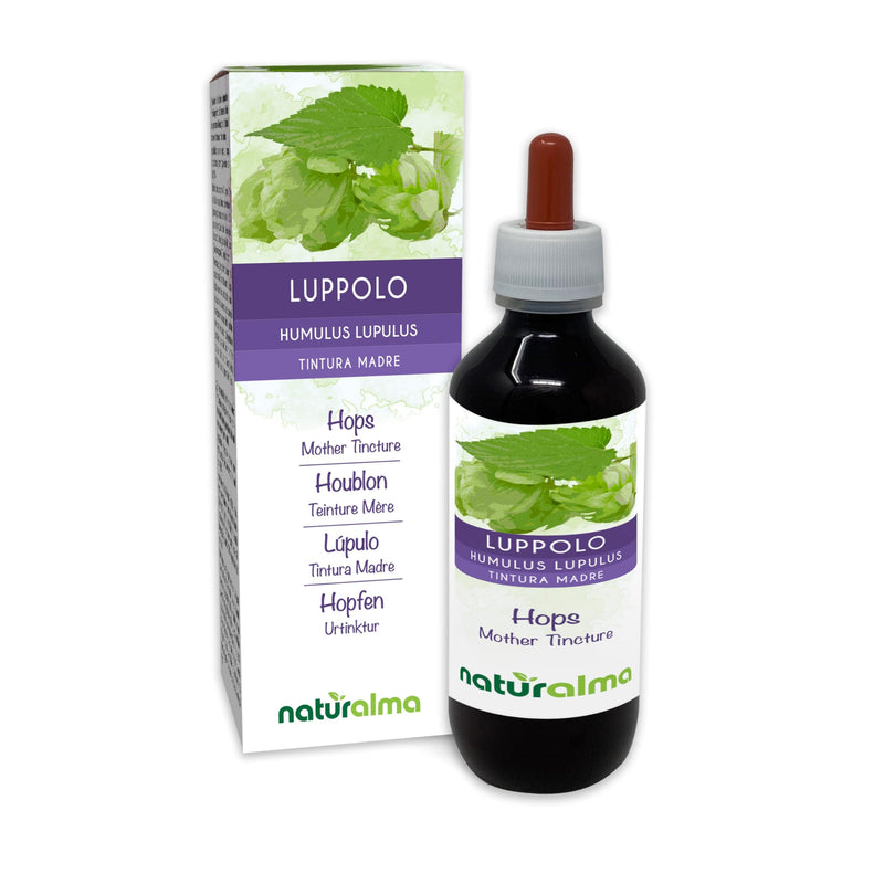 Hops (Humulus lupulus) strobili or Cones (Female Flowers) Alcohol-Free Mother Tincture Naturalma - Liquid Extract Drops 200 ml - Food Supplement - Vegan 200 ml (Pack of 1)