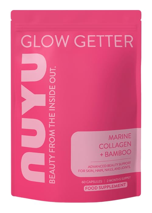 NUYU Marine Collagen + Bamboo Extract Capsules. One-a-Day, 2 Month Supply - Advanced Beauty Support for Skin, Hair, Nails & Joints. Made in The UK.