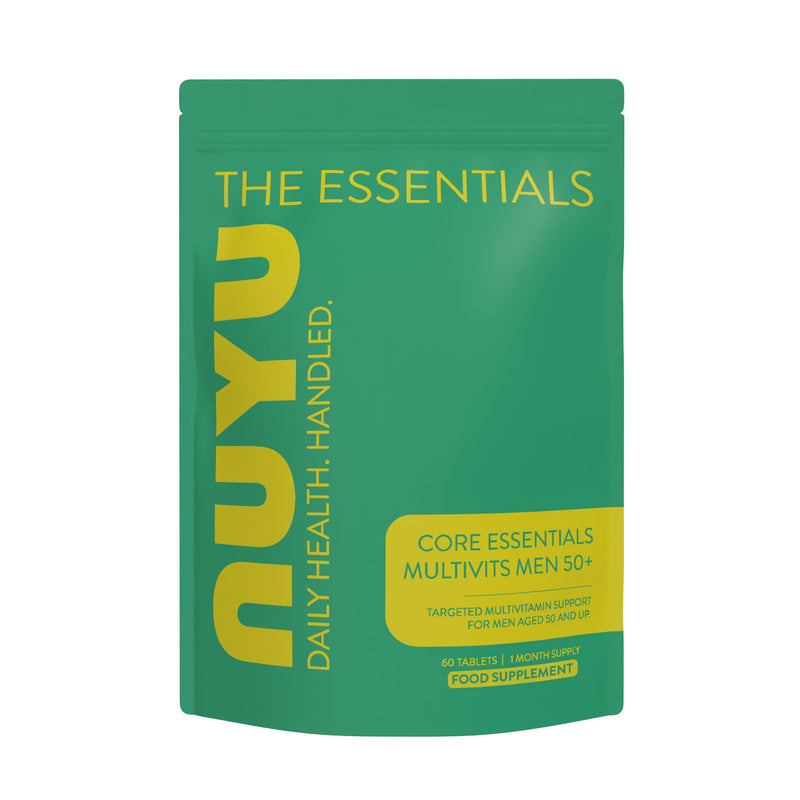 NUYU Core Essentials MultiVits for Men 50+ - Tablets with 22 Essential Vitamins & Herbal Extracts for Immunity, Heart Health & Cognitive Function. Two-a-Day, 1 Month Supply. Made in The UK.