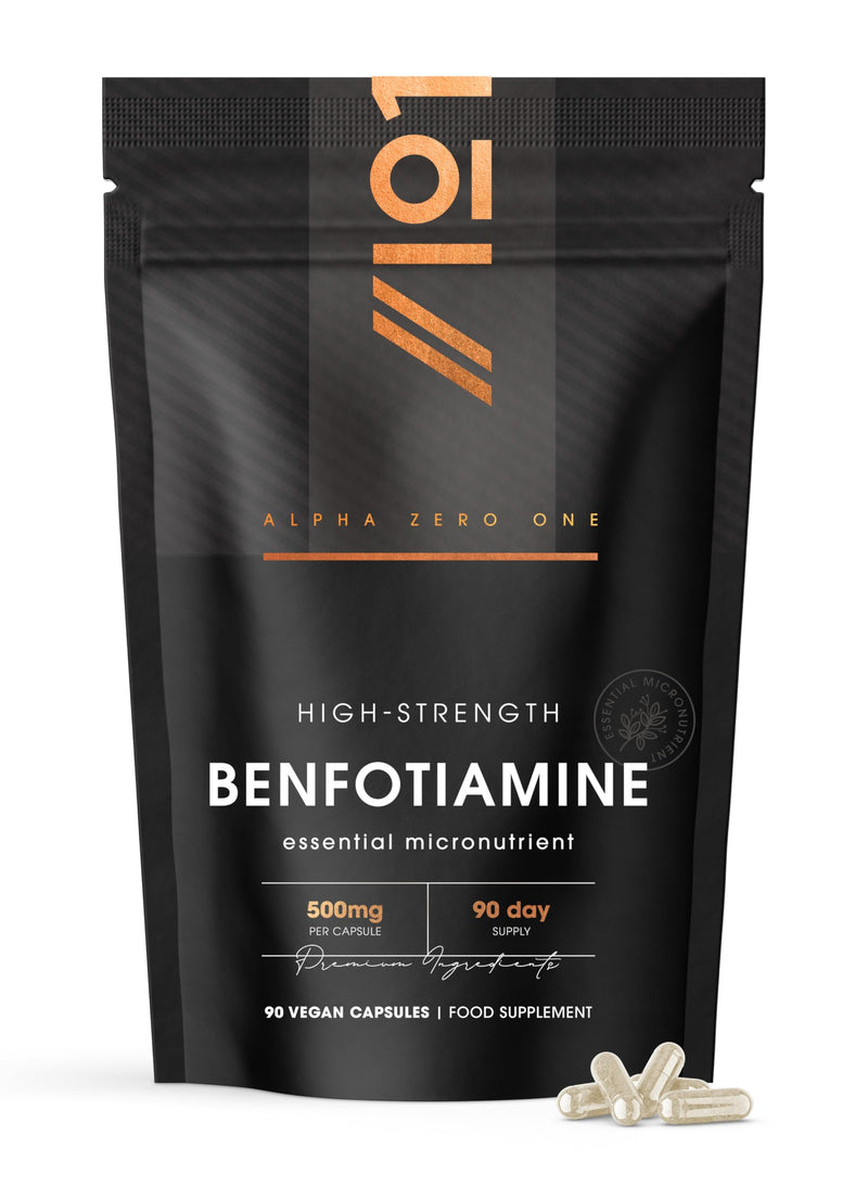 Benfotiamine 500mg – 90 Vegan Capsules – High Strength Vitamin B1 Derivative for Nerve Health, Blood Sugar & Energy – Resealable and Recyclable Pouch by Alpha01