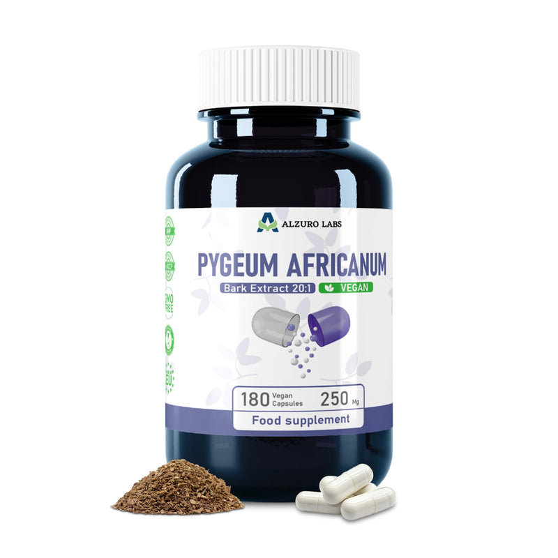Pygeum Africanum 5,000mg Equivalent | High Strength 250mg 20:1 Bark Extract (13% Phytosterols) | 180 Vegan Capsules | Men's Daily Wellbeing | GMP & 3rd Party Lab Tested