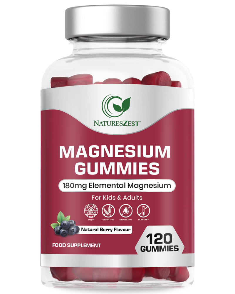 Magnesium Gummies 180mg - 120 High Strength Vegan Gummies for Adults & Kids | Premium formula supports natural sleep, muscle relaxation, and immune health. Delicious natural berry flavour
