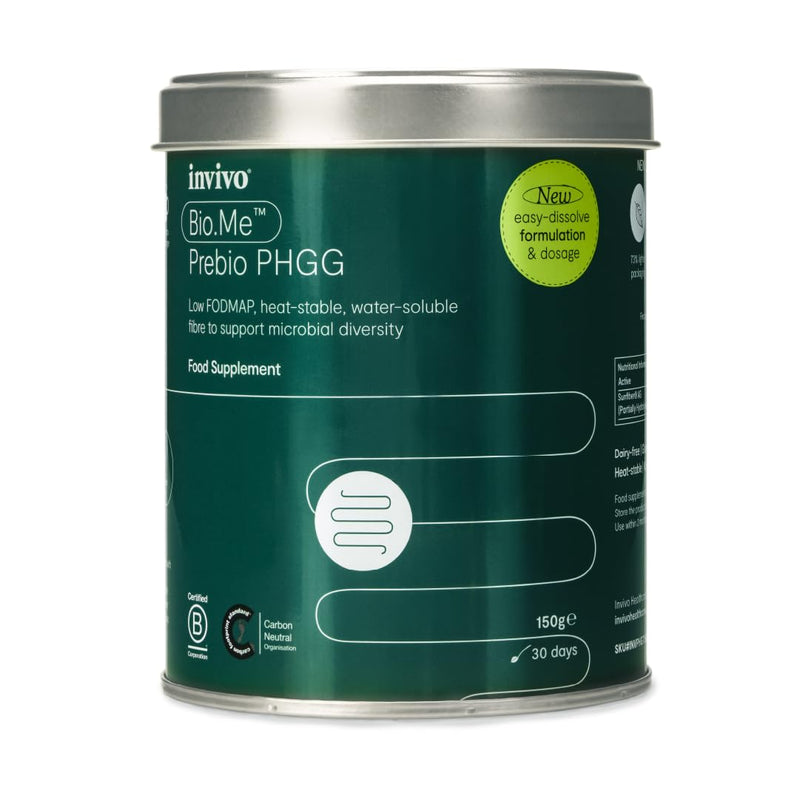 Bio.Me Prebio PHGG (150g Tin - 30 Day Supply) - Prebiotic Fibre Powder Supplement - Water Soluble Fibre to Support Microbial Bacteria Diversity in The Gut - Vegan Friendly & Gluten Free - by Invivo 150g (Tin)