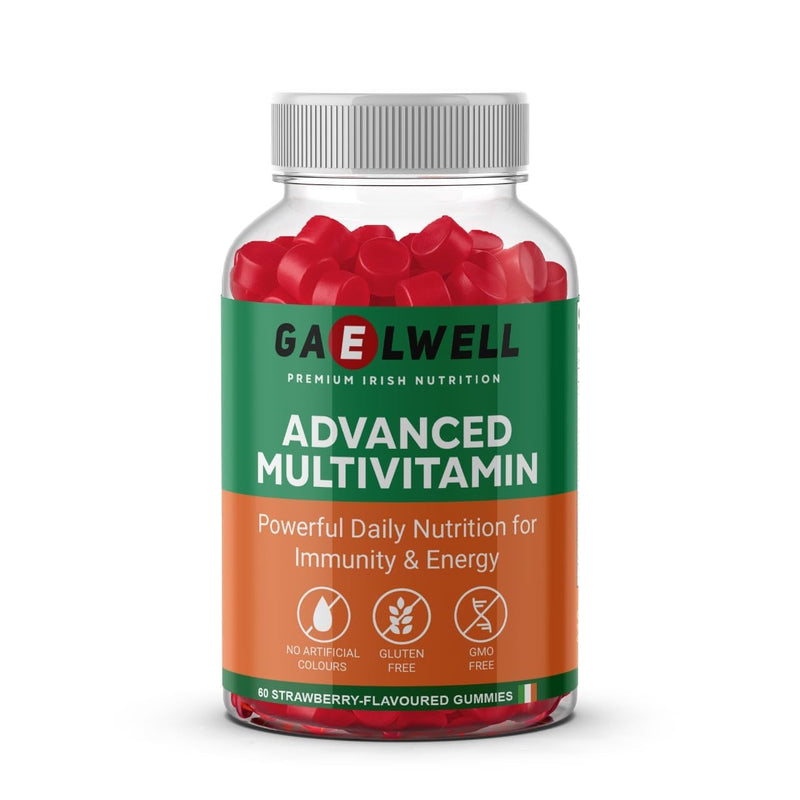 Multivitamin Gummies for Adults | 12 Essential Vitamins & Minerals with B-Complex, Zinc & Magnesium | Gluten & Sugar Free | Daily Supplement | Strawberry Flavour | 60 Gummies Gaelwell®