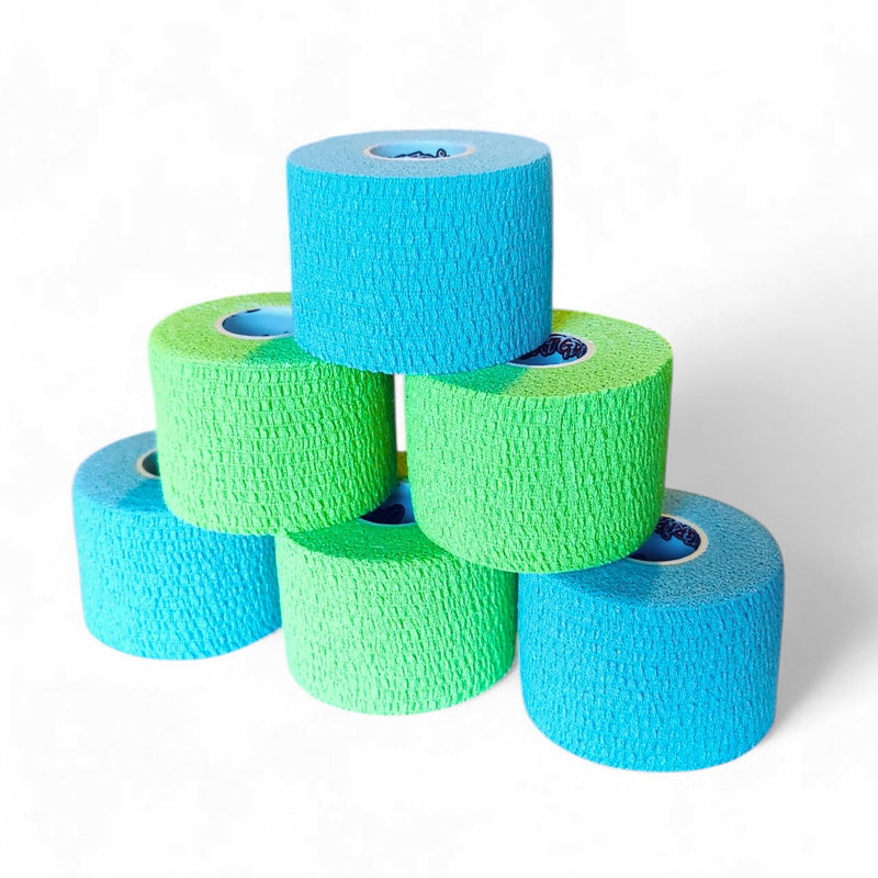 CATGRIPS Grip Tape – Thumb Tape for Weightlifting, Functional Fitness & Gym – Non-Slip EAB Tape for Fitness, Hook Grip – Durable, Flexible & Sweat-Resistant Sport Tape 6 Rolls x 2 in Blue+green