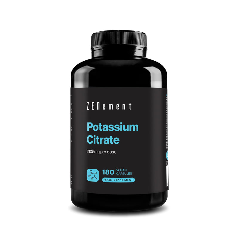 Potassium Citrate 2105 mg per Serving (800 mg Elemental Potassium in 2 Capsules) – 180 Vegan Capsules for 3 Months – Muscle, Nerve and Blood Pressure Support – No Additives – Zenement