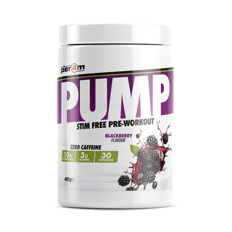 Per4m Pump Stim Free Pre Workout & Glycersize™ Powder | 10g L-Citrulline, 3g Taurine & 3000mg Glycersize for Pump, Hydration & Muscle Fullness | 30 Servings, 495g + 90g (585g, BlackBerry) 585g
