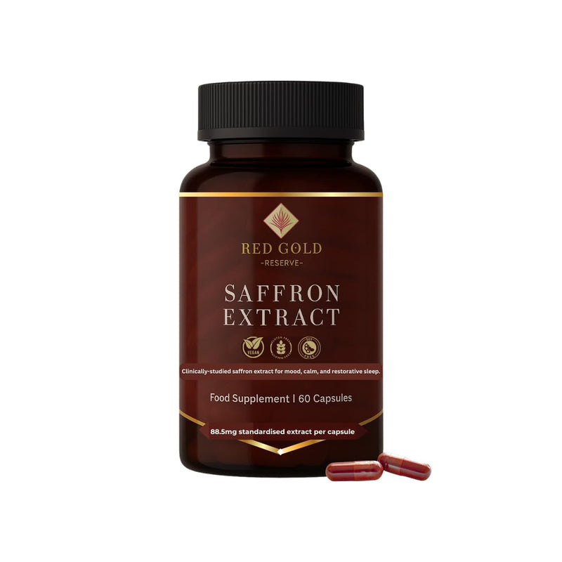 Red Gold Reserve Pure Saffron Extract Supplement | RedGold88™ | 88.5 mg | 60 Capsules (2-Month Supply) | Mood Support, Mental Clarity & Relaxation | Premium Herbal Supplement (1) 1