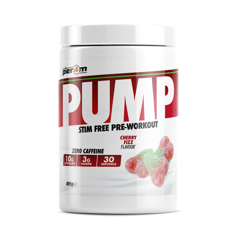Per4m Pump Stim Free Pre Workout & Glycersize™ Powder | 10g L-Citrulline, 3g Taurine & 3000mg Glycersize for Pump, Hydration & Muscle Fullness | 30 Servings, 495g + 90g (585g, Cherry Fizz) 585g