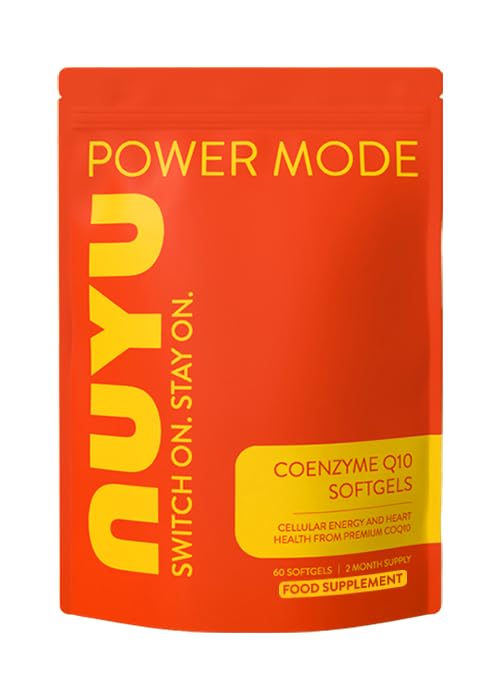 NUYU Coenzyme Q10 100mg Softgels. Supplement to Support Energy Production. One-a-Day, 2 Month Supply. Made in The UK.