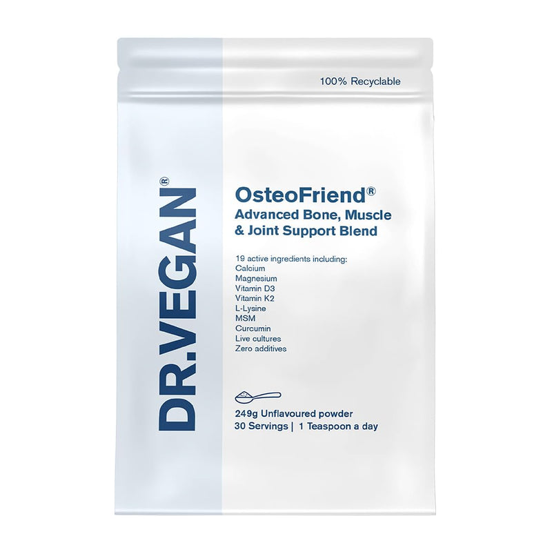 OsteoFriend® Advanced Bone, Joint, Muscle & Probiotic Supplement (249g, Unflavoured) 19 Active Ingredients, 2 Billion CFU | Calcium, Magnesium, Curcumin, Vitamin D3 & K2 | No Additives, 30 Servings