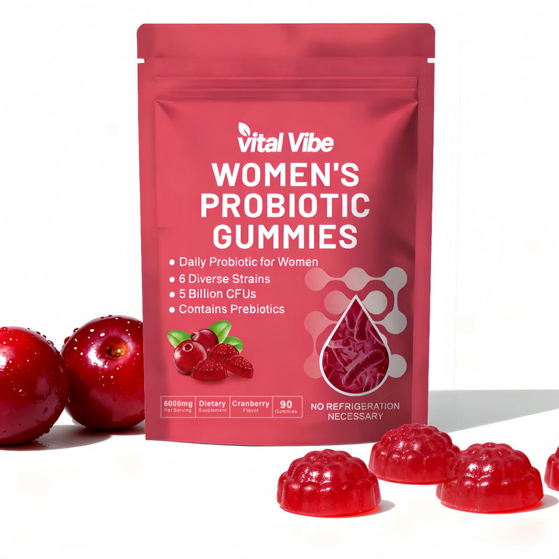 Vaginal Prebiotics and Postbiotics Gummies with 5 Billion CFU - for Gut Health, Immune System & Digestion - Feminine Balance Gummies for Women & Men - Cranberry Flavour, Sugar-Free, 90 Counts