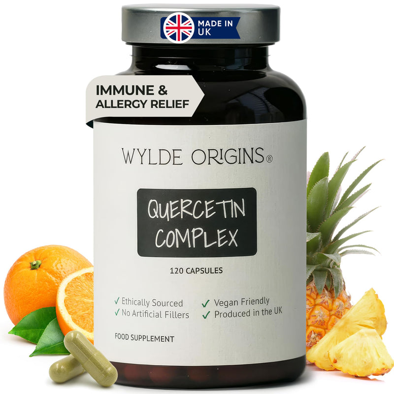 Quercetin Complex Supplement for Cardiovascular Health 120 Capsules- 500mg Quercetin Supplement with Bromelain for Immune Support - Vegan, Gut-Friendly & High-Potency Antioxidant