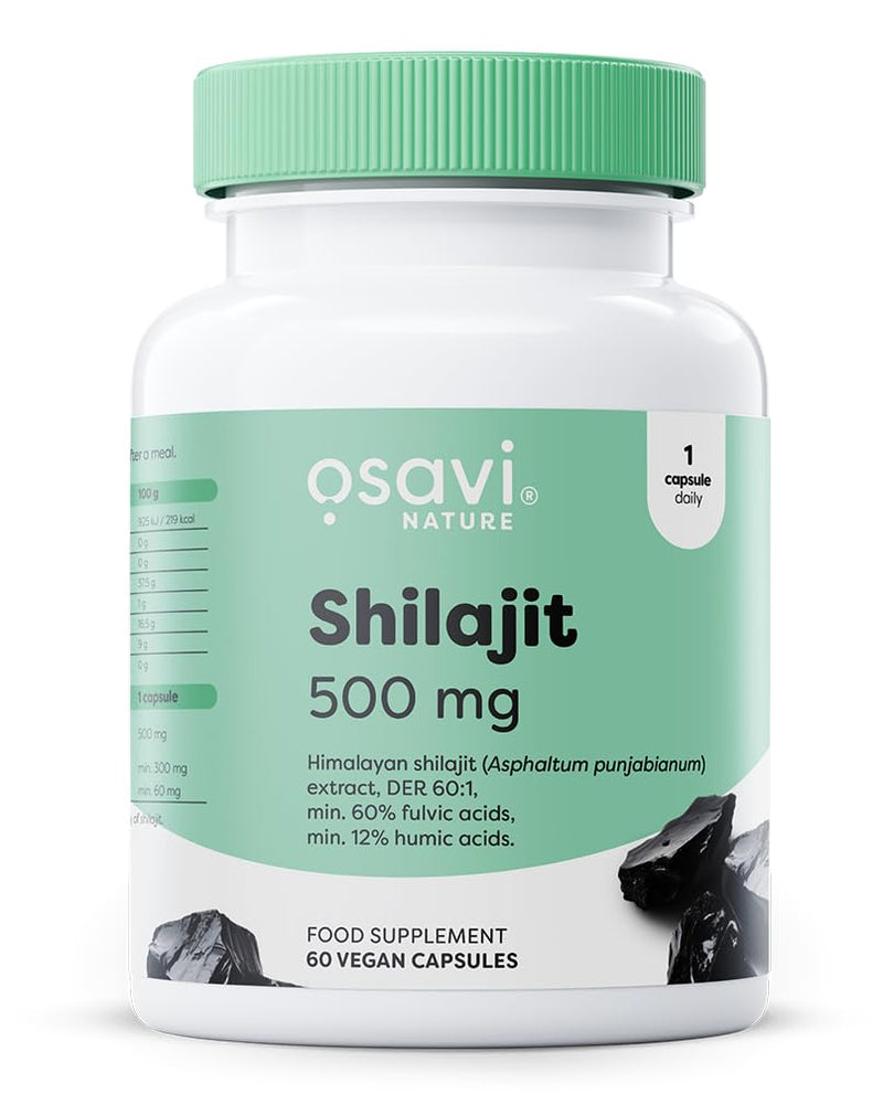 Osavi Himalayan Shilajit 500 mg – 60 Vegan Capsules | Standardised to 60% Fulvic & 12% Humic Acids | Natural Mumijo Extract from Himalayas (Himachal Pradesh & Nepal) | Ayurvedic Tradition