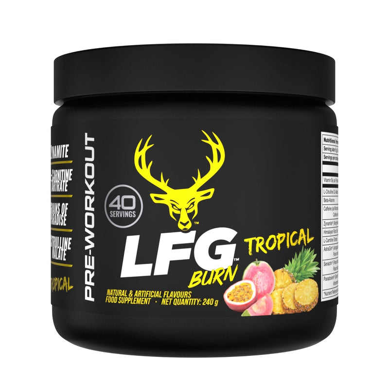 Bucked Up LFG Burn Pre-Workout Powder | Supports Energy & Endurance | Sugar Free | No Proprietary Blends | Tropical Flavour | 40 Servings