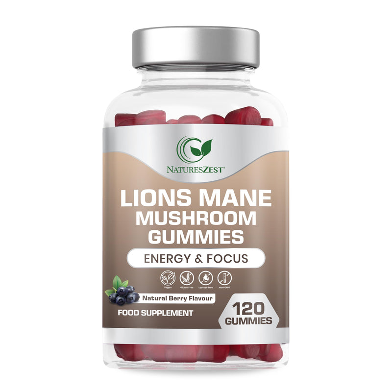 Lion’s Mane Mushroom Gummies 2000mg | 120 Gummies - High Strength Lions Mane Supplement for Focus & Memory | Vegan, Gluten-Free, Non-GMO Mushroom Supplement | Natural Berry Flavour