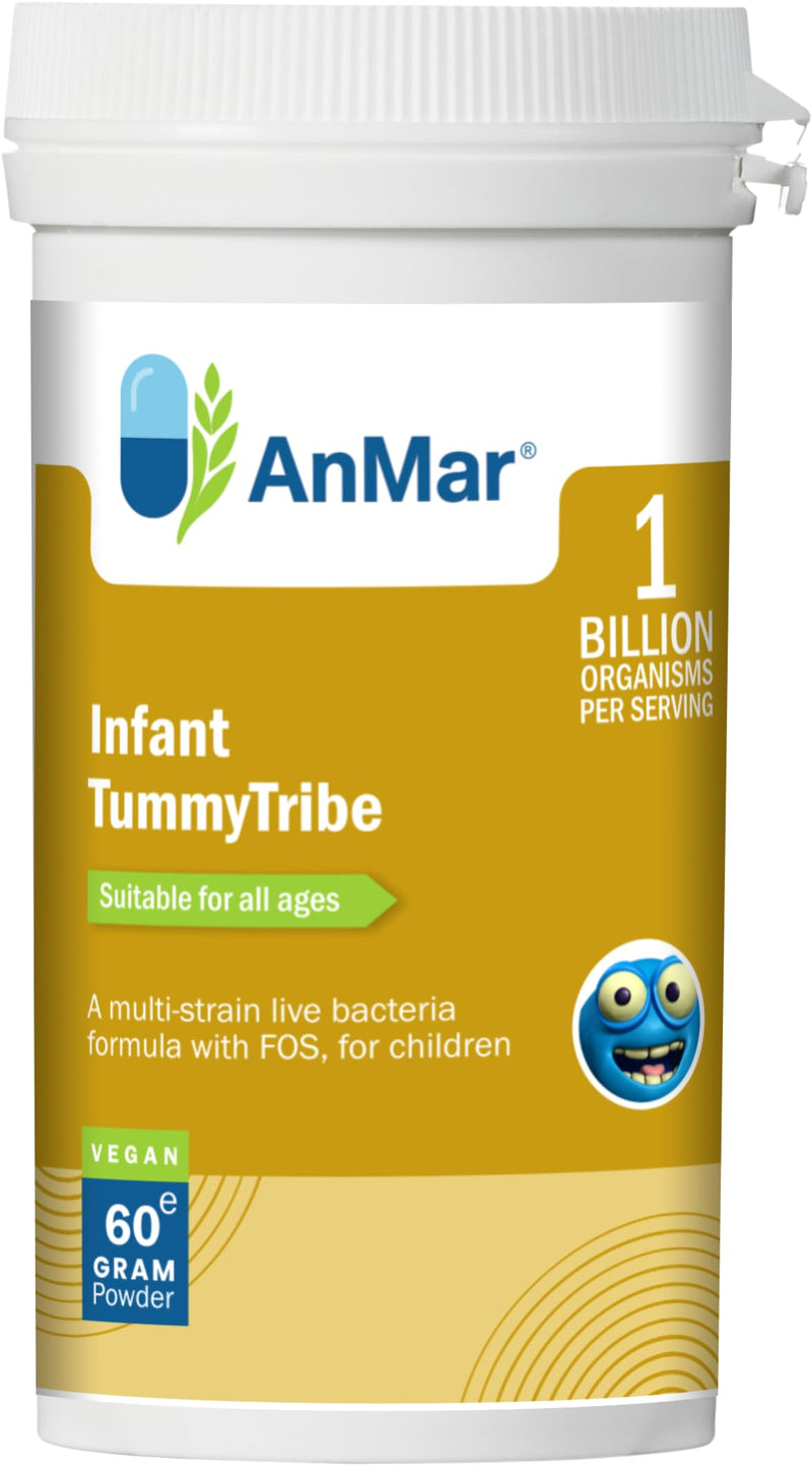 AnMar® Infant TummyTribe Probiotic Powder – Multi-Strain Live Bacteria with FOS – 1 Billion Organisms per Serving – Vegan Children's Probiotic – 60g Powder