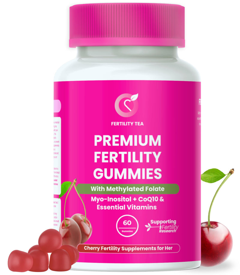 Premium Fertility Supplements for Women – Myo-Inositol & Folic Acid - Cherry Flavour Gummies with Vitamins D & B12, CoQ10-25 – 60 Vegan, Halal Fertility Vitamins for Reproductive Health.