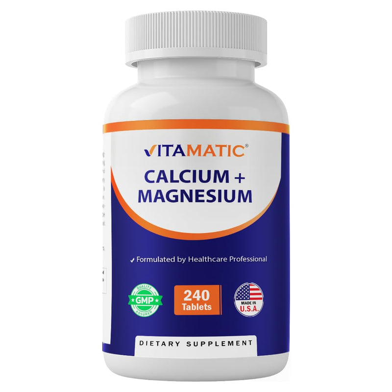 Vitamatic Calcium Magnesium Complex - 1000mg Calcium, 500mg Magnesium, Gluten-Free & Gluten Free - Supplement for Bone Health – 240 Tablets