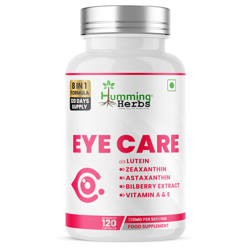 Humming Herbs Eye Care | Lutein Zeaxanthin Astaxanthin Bilberry | with Vitamin A E Zinc Copper | 120 Vegan Capsules | 120 Day Supply
