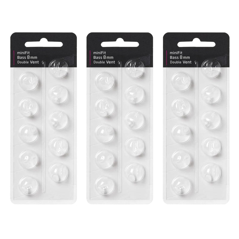 30 Pcs Hearing Aid Domes for Oticon, 8mm Double Vent Bass Domes Hearing Aid Accessories Compatible with Oticon Minifit (White)