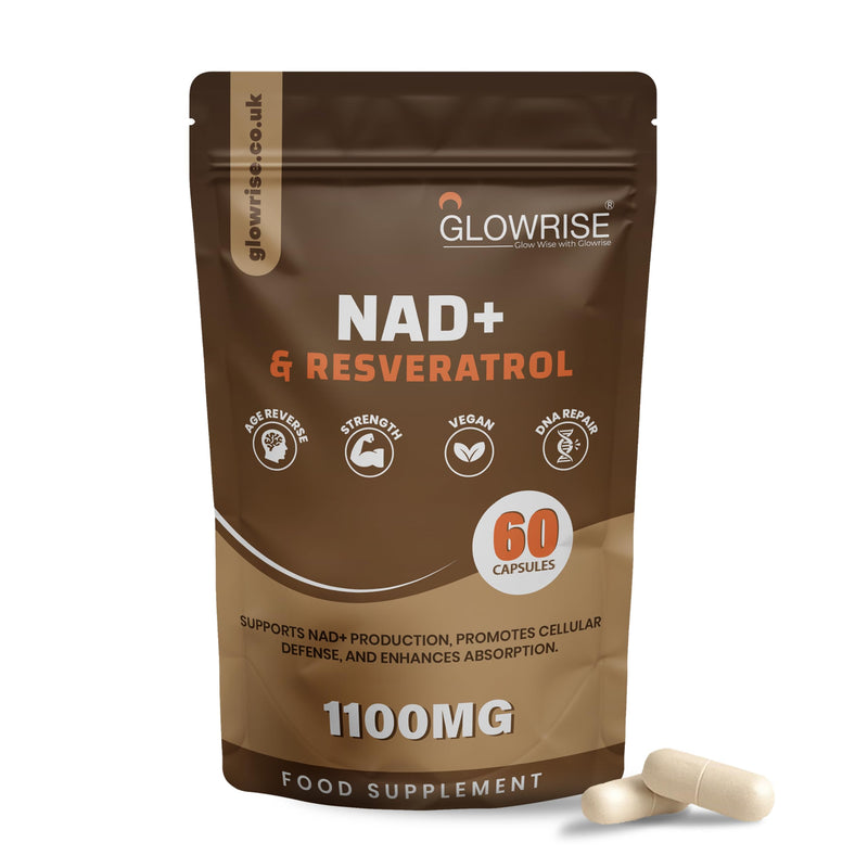NAD+ Supplement 1100mg with Trans-Resveratrol – 60 Capsules (30 Day Supply) with Black Pepper Extract – Third Party Tested – Cellular Energy & Vitality Support