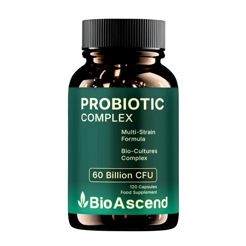 Gut Health & Digestive Support | Bio Cultures Complex Probiotics & Prebiotics | 60 Billion CFU | 2 Months Supply | 120 Capsules | Lactobacillus & Bifidobacterium Strains