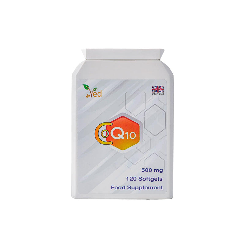 VED Co Enzyme Q10, Naturally Fermented Ubiquinone, 500mg 120 Softgels.(Pack of 2)