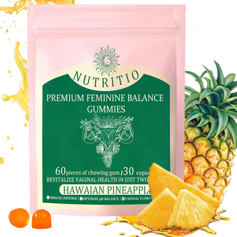 Feminine Balance Gummies - Supports Vaginal Health - pH Balance and Immune Defence - Balances Gut Microbiome - Gluten-Free, Hawaiian Pineapple Flavour (60 Gummies)