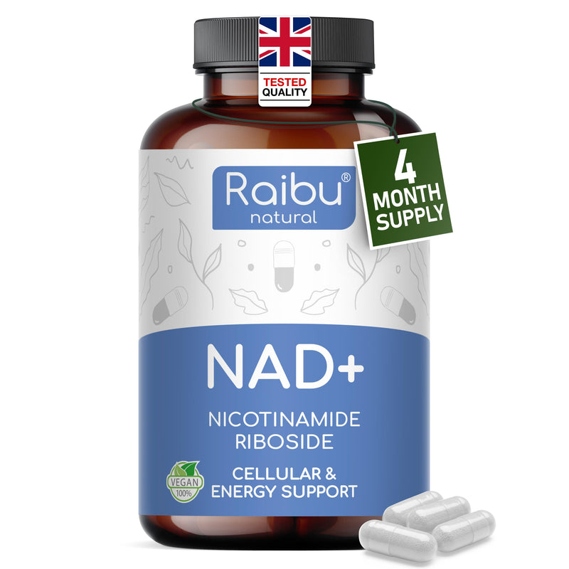 NAD+ Supplement with Nicotinamide Riboside (Niacin) - 4 Month Supply (120 Capsules) - Energy, Cellular & Healthy Aging Support - 300 mg per Serving - Vegan, Non-GMO, GMP Certified NAD+