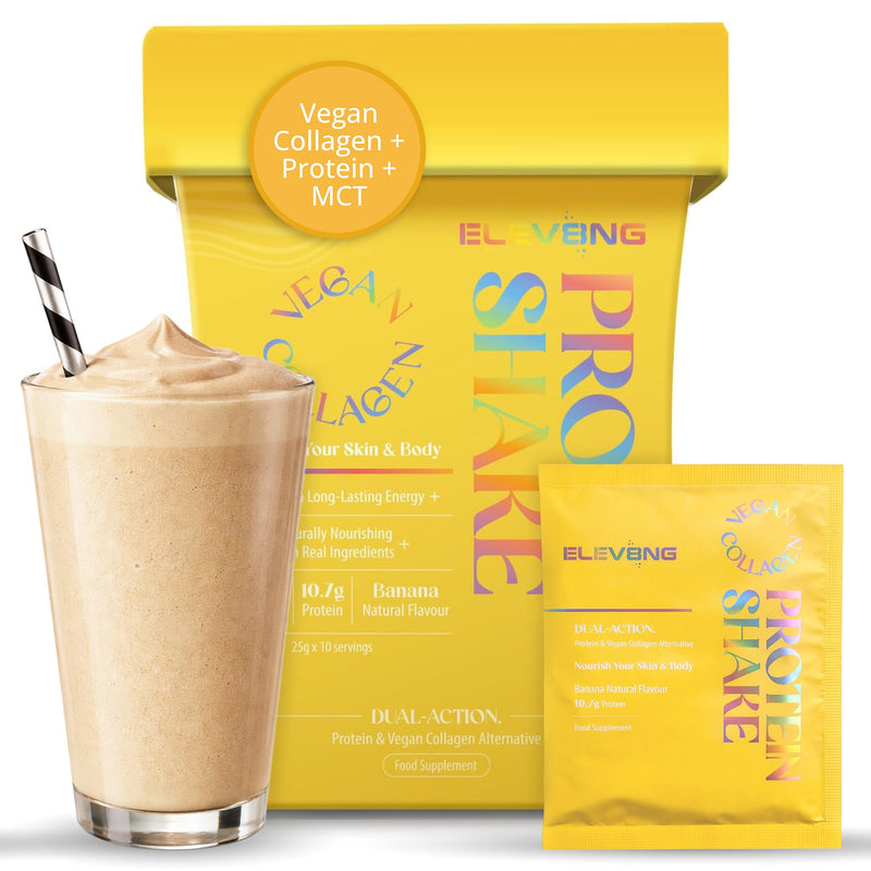Vegan Beauty Protein Powder – Collagen Support + Gut Health – Plant-Based Protein Shake (Banana) – Caffeine-Free – Skin, Hair, Nails & Digestive Support – Daily Glow Nutrition Banana 1